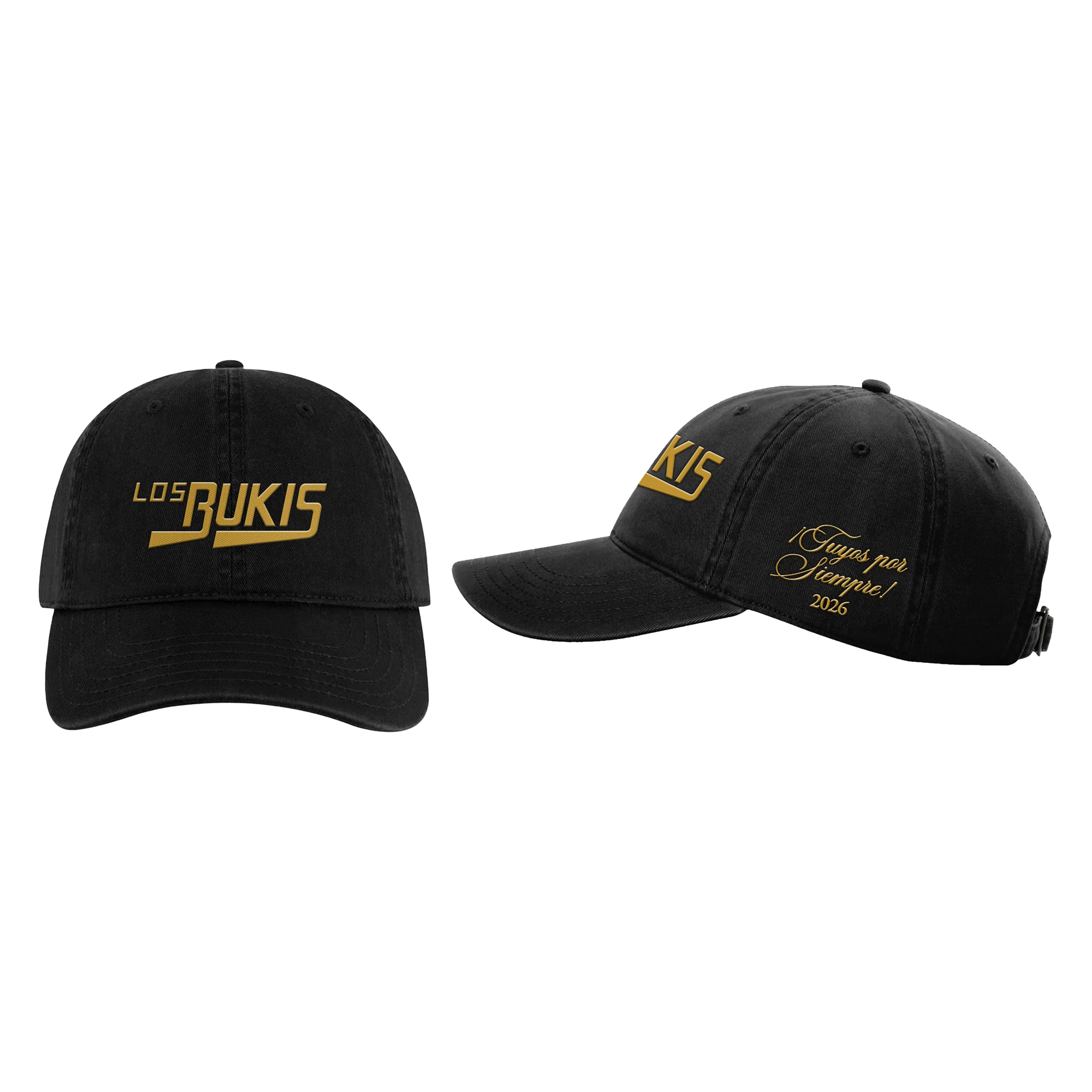 Los Bukis TPS Event Hat in Pigment-Dyed Black with Gold Logo