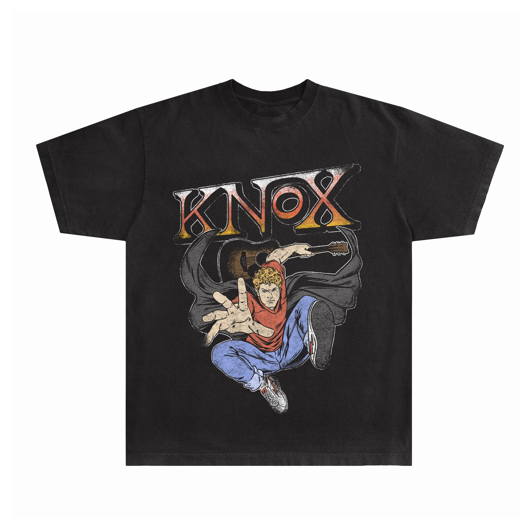 Super Knox T-Shirt, Black Unisex Cotton Tee With Cartoon Design