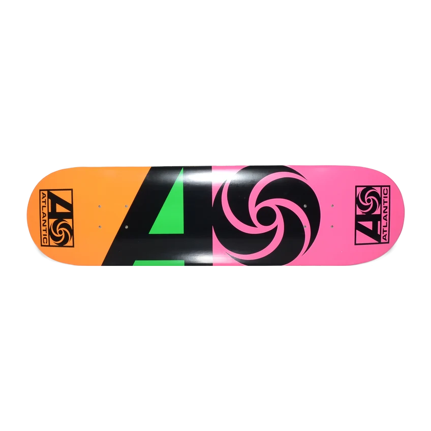 Atlantic Records Skate Deck with Multi-Colored Logo on Black