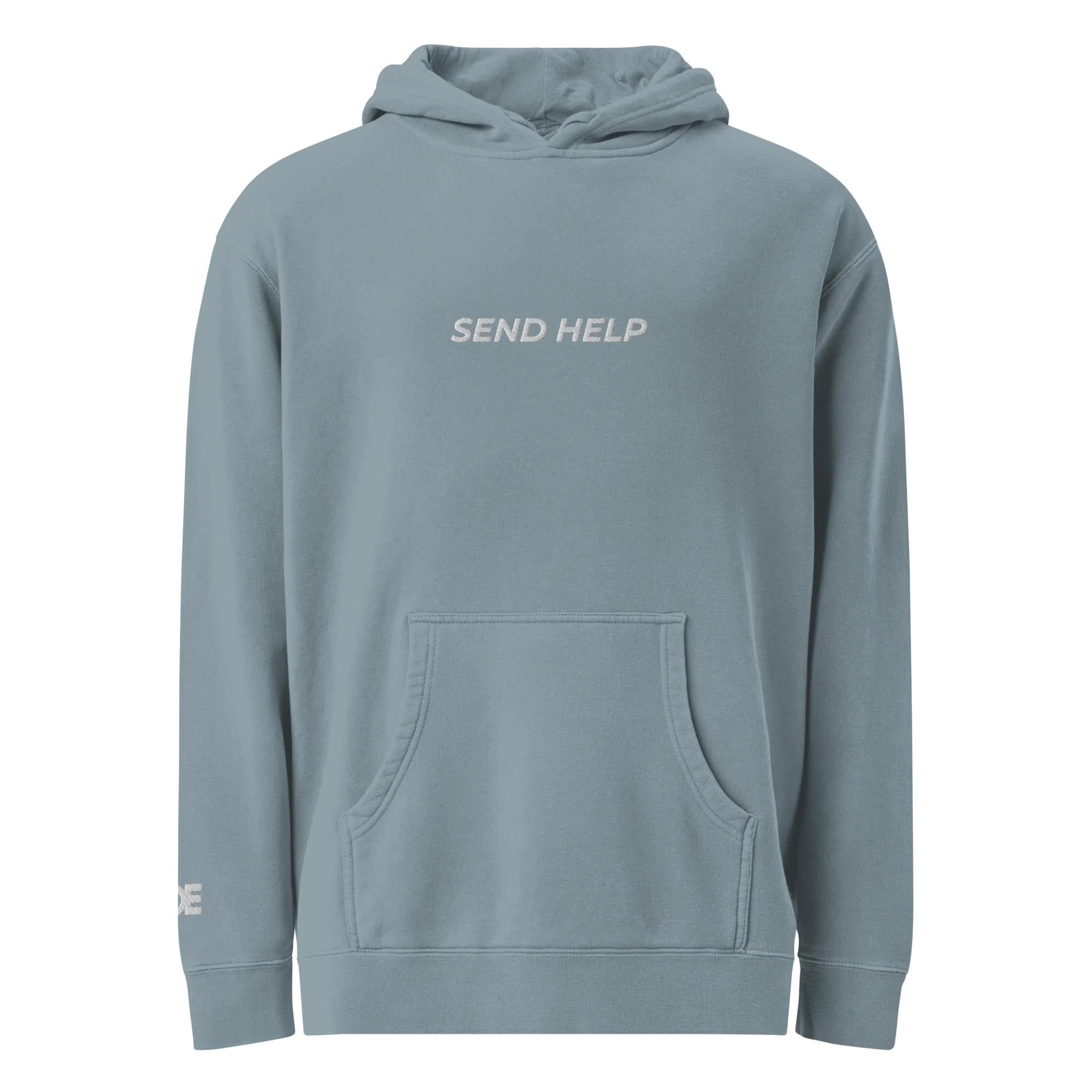 YDE Send Help Pullover Hoodie in Pigment Dyed Slate Blue