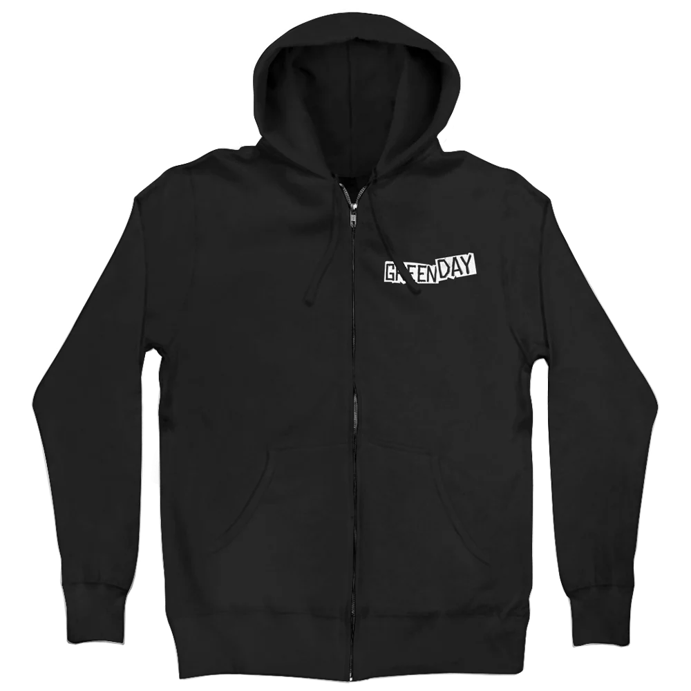 Green Day TV Wasteland Zip Hoodie Black Unisex Sweatshirt