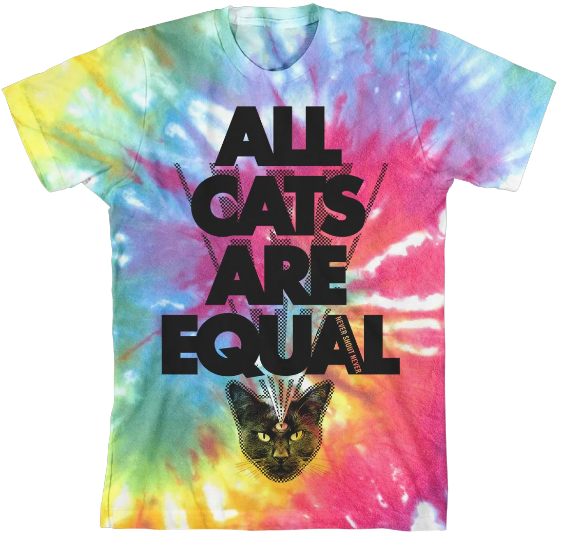 Equal Type Tie Dye T-Shirt with All Cats Are Equal Print