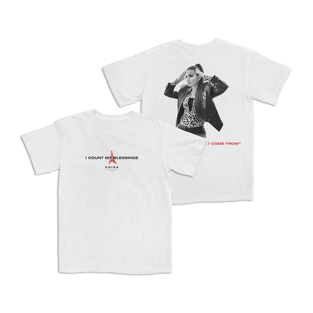 ENISA Count My Blessings White Unisex Tee with Back Print