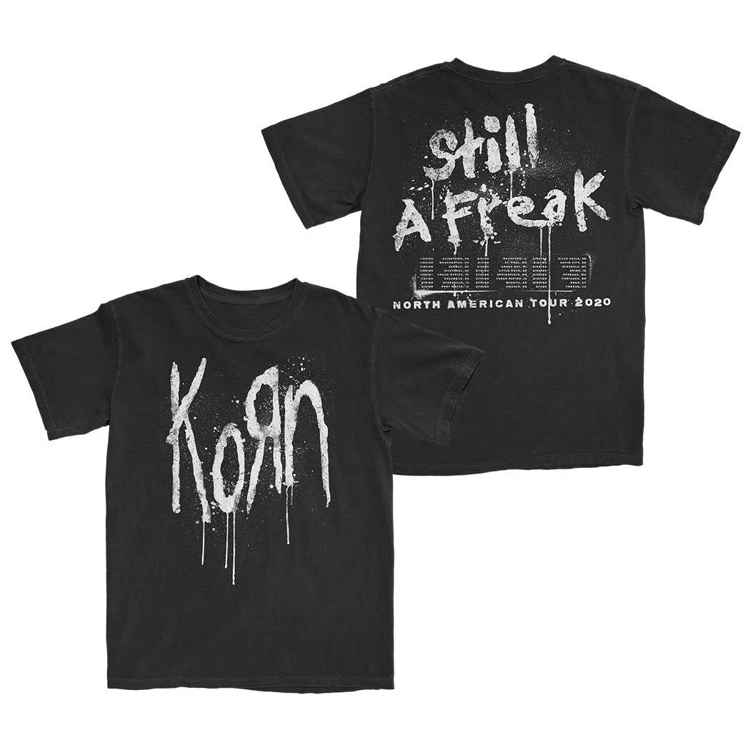 Korn Freak Splatter 巡演 T 恤，黑色短袖
