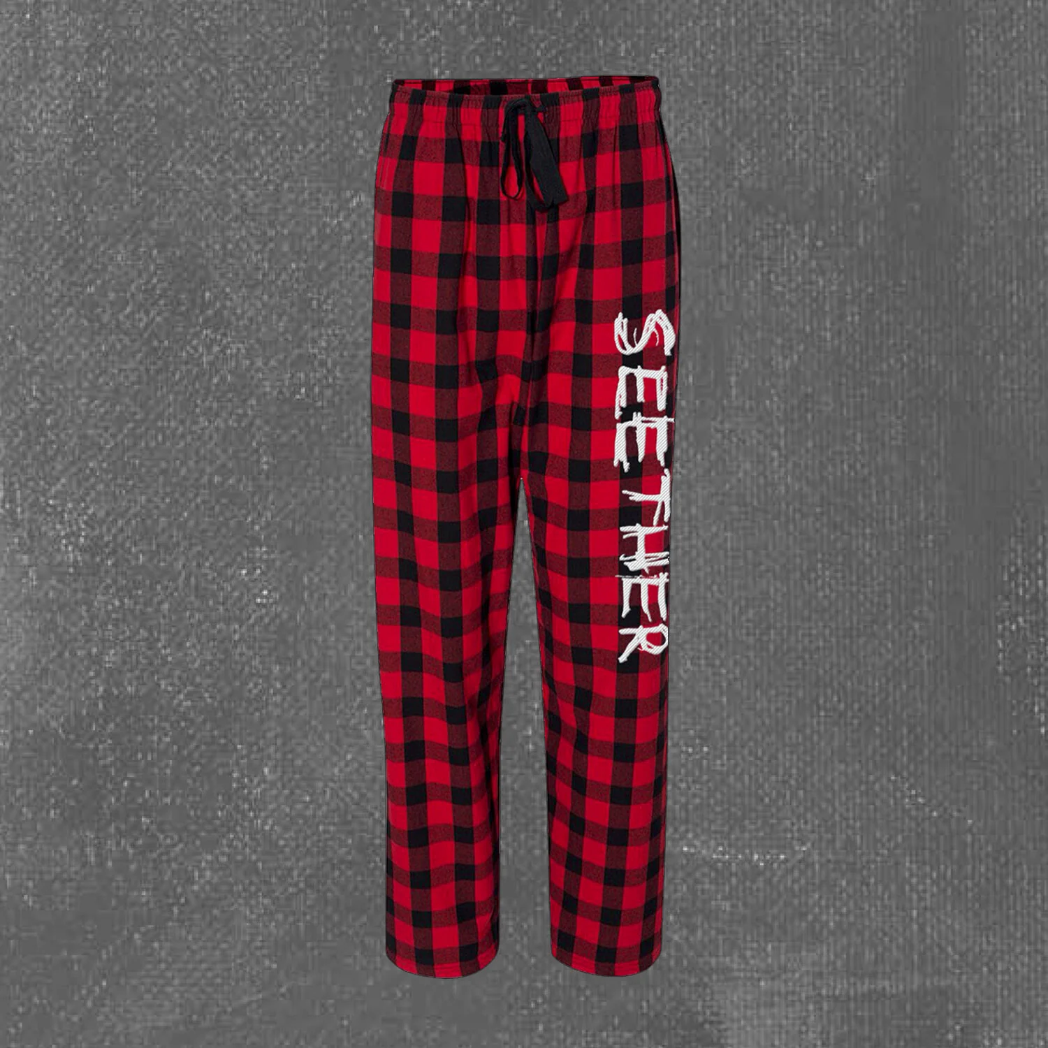 Seether Scratch Logo Flannel Pajama Pants in Red and Black