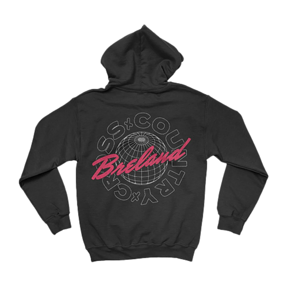 BRELAND Cross Country Globe Hoodie in Black Unisex Fit