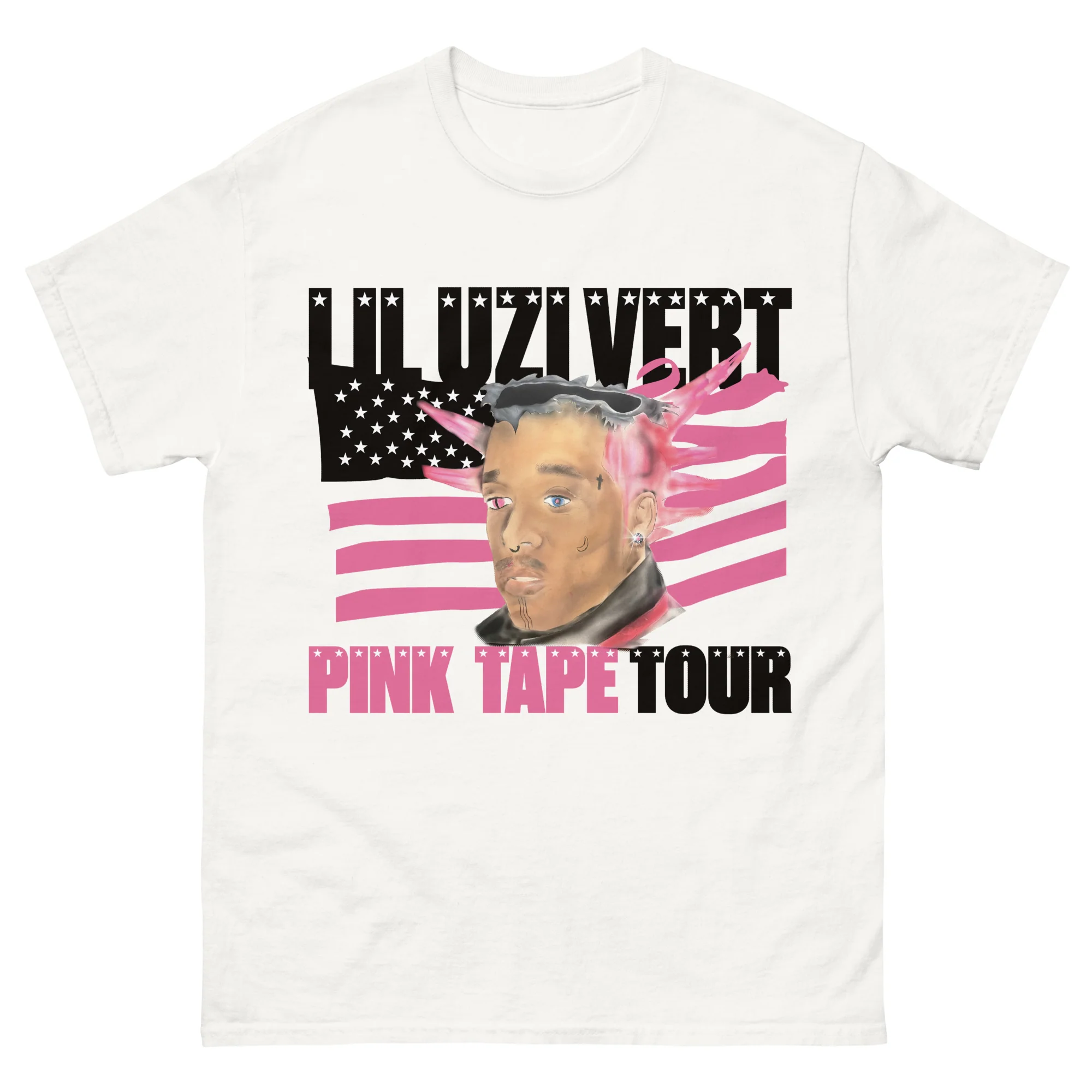 Lil Uzi Vert Pink Tape White Portrait T-shirt Spotify Wrapped
