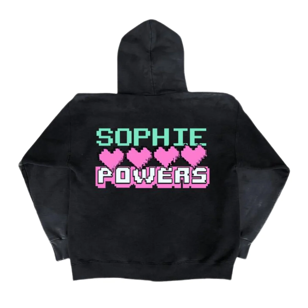 Sophie Powers Glitch Hoodie in Black Unisex Fit