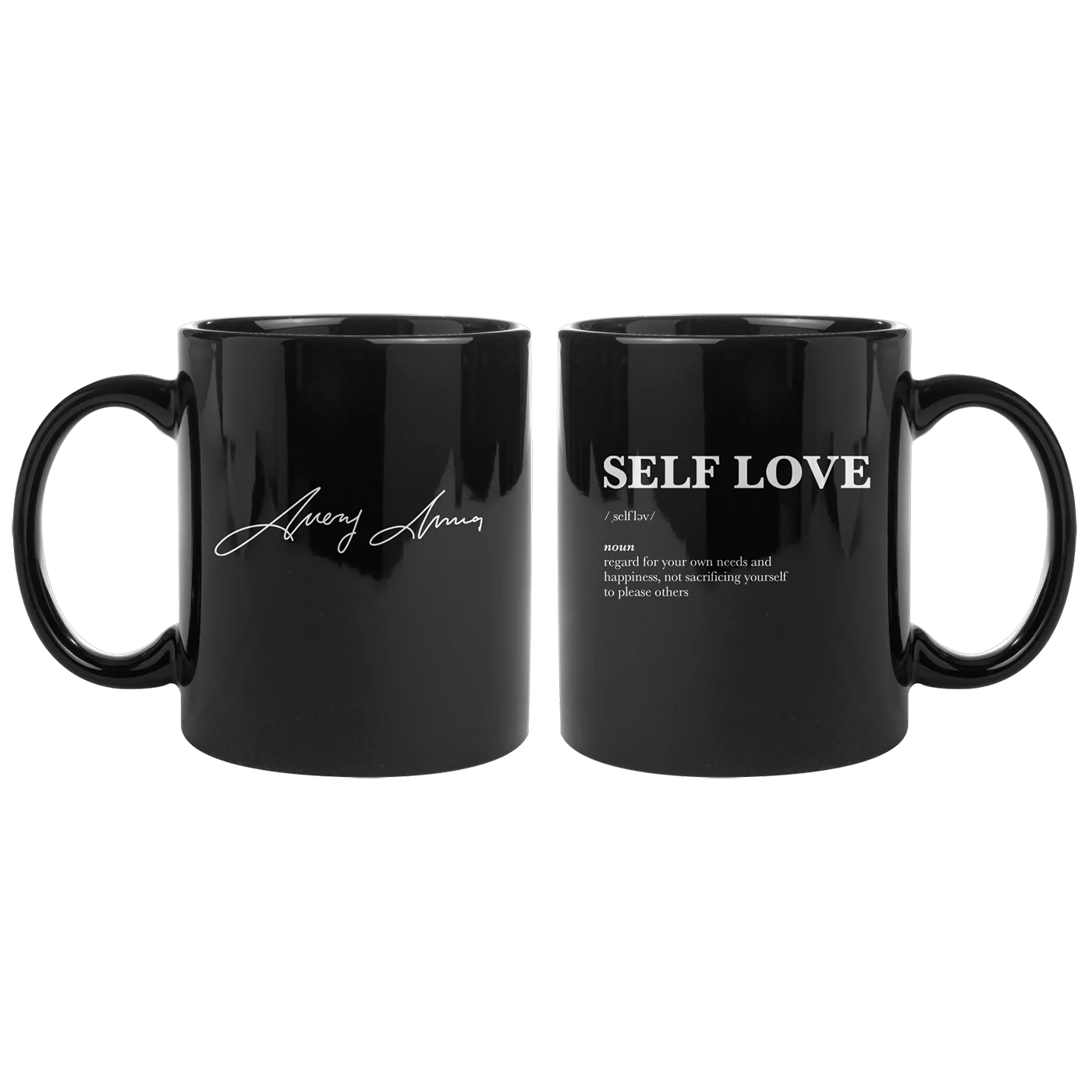 Self Love 马克杯，亮面黑色陶瓷