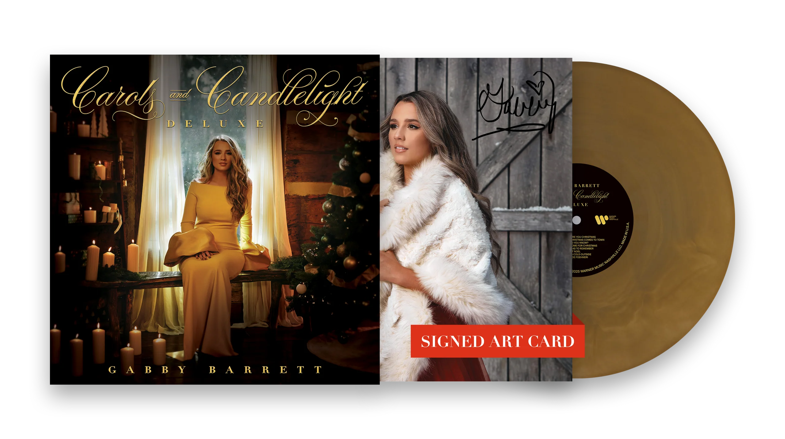 Gabby Barrett Carols and Candlelight Deluxe Signed Galaxy Gold Vinyl