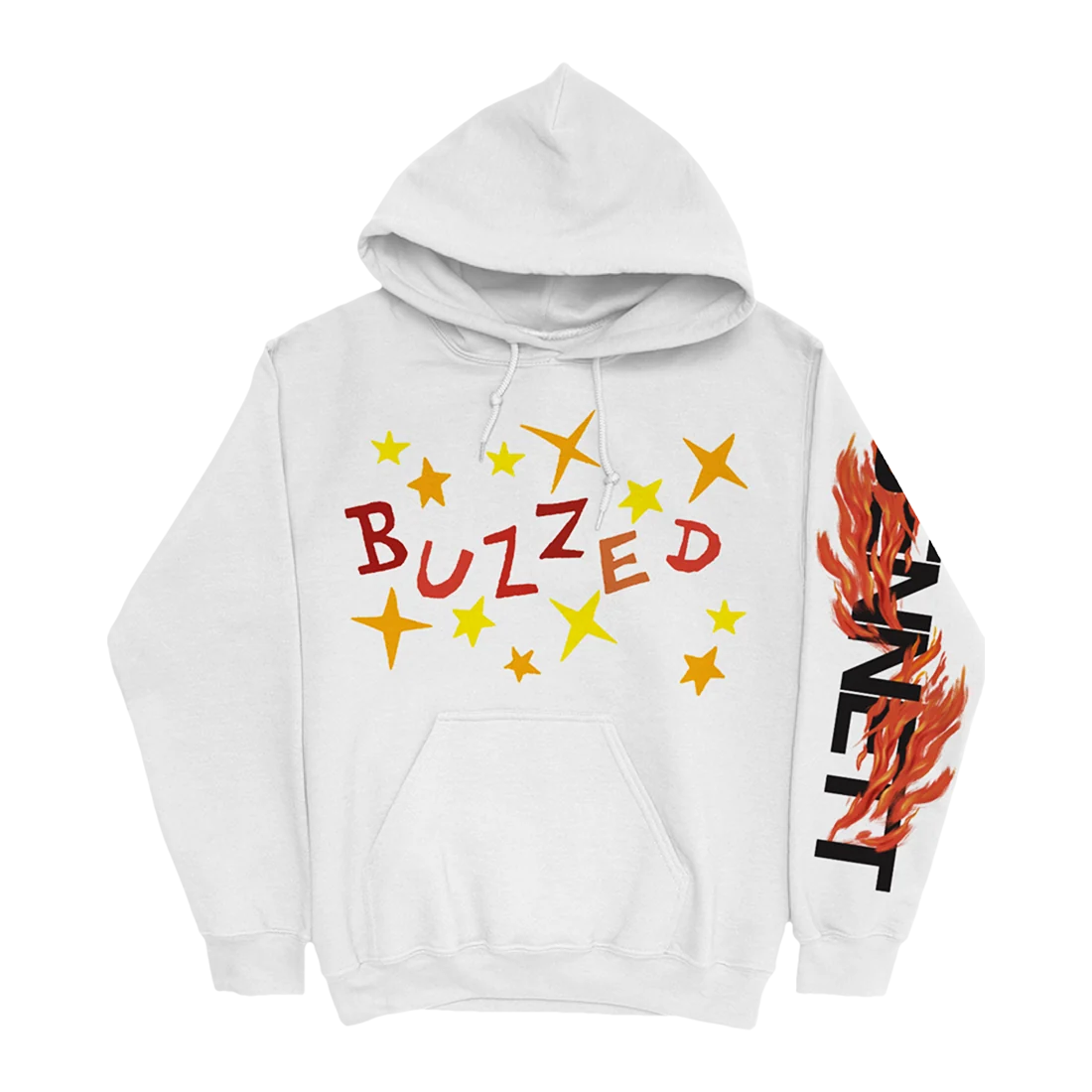 BENNETT Buzzed Hoodie in White With Front and Back Graphics