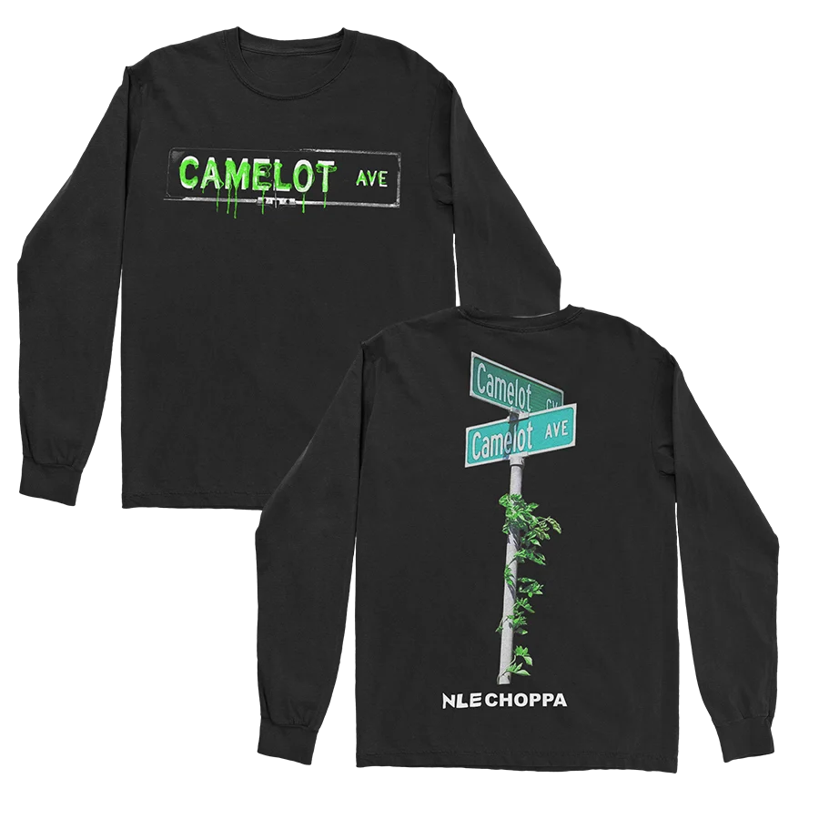 NLE Choppa Camelot Long Sleeve T-Shirt in Black