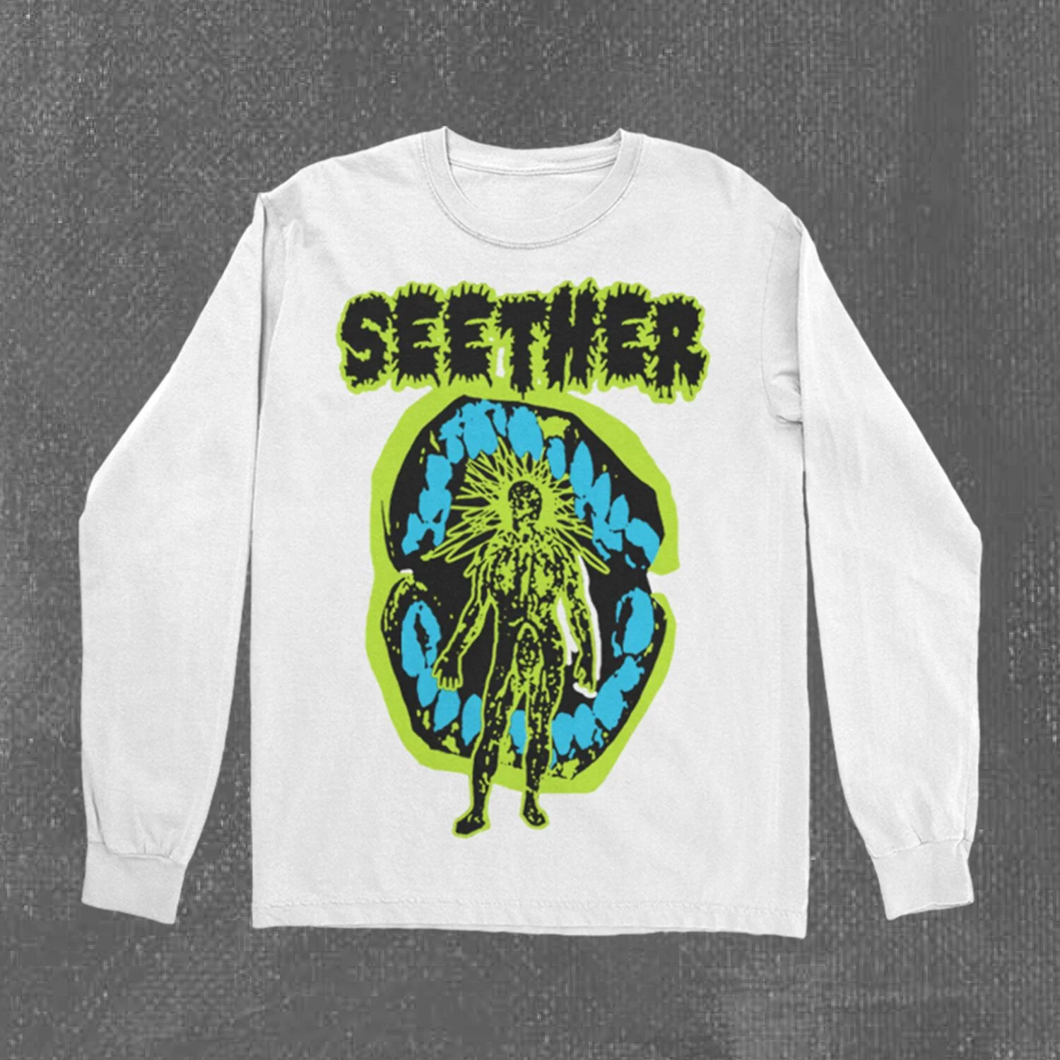 Seether Mouth Man Long Sleeve T-Shirt in White