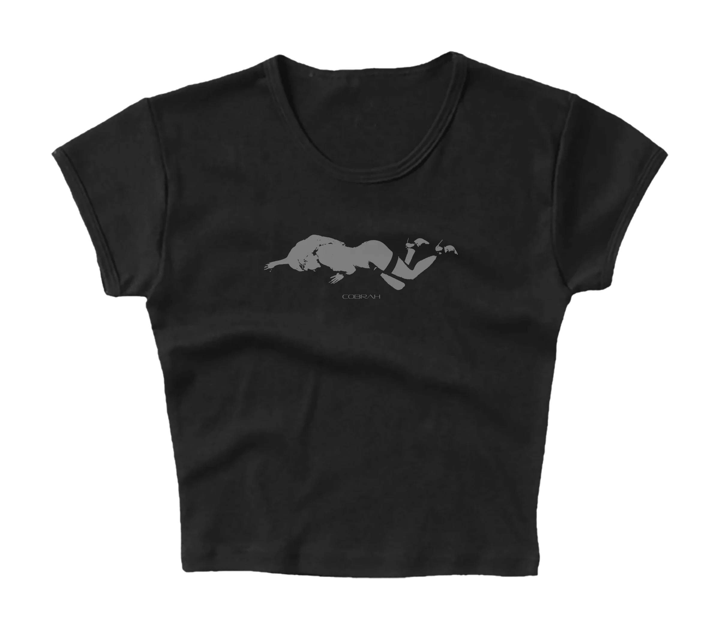 COBRAH Silhouette Baby Tee with Screen-Printed Cobrah Graphic
