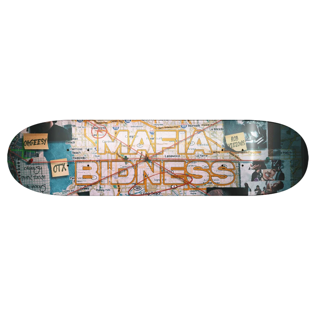 Shoreline Mafia Bidness Map Skate Deck with Printed Graphic