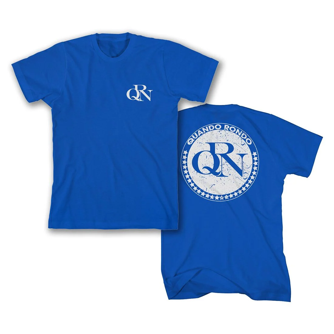 QRN Crest 蓝色 T 恤 Quando Rondo 字母标志 T 恤