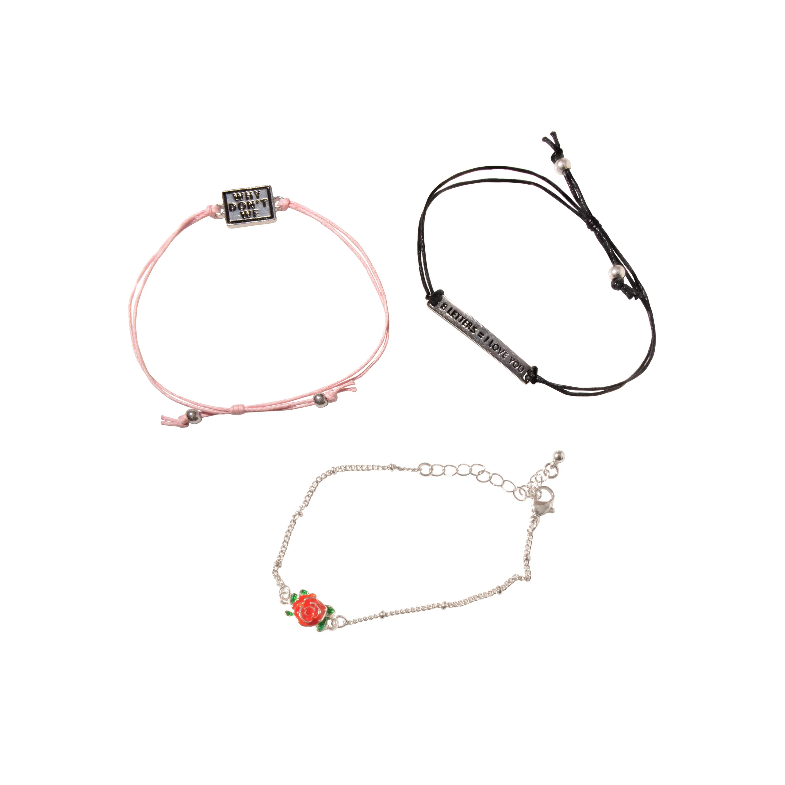 Why Don't We 8 Letters Bracelet Set with Three Adjustable Bracelets