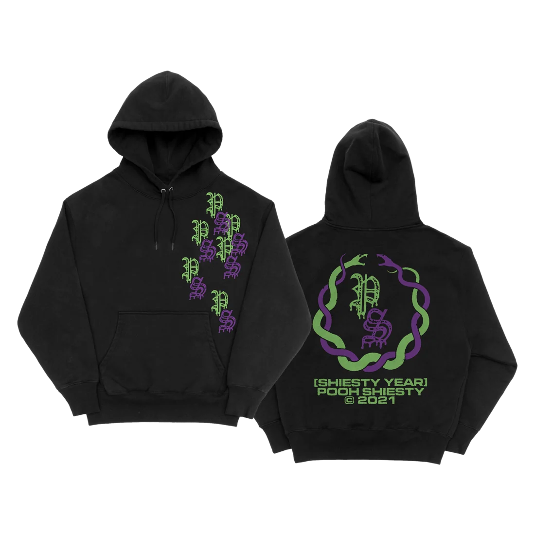 Pooh Shiesty U Snake Hoodie with Front and Back Graphics